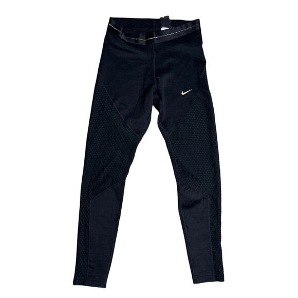 Nike Pro Dri-FIT Leggings Medium Black Mesh Panel Compression Pants - Picture 1 of 5
